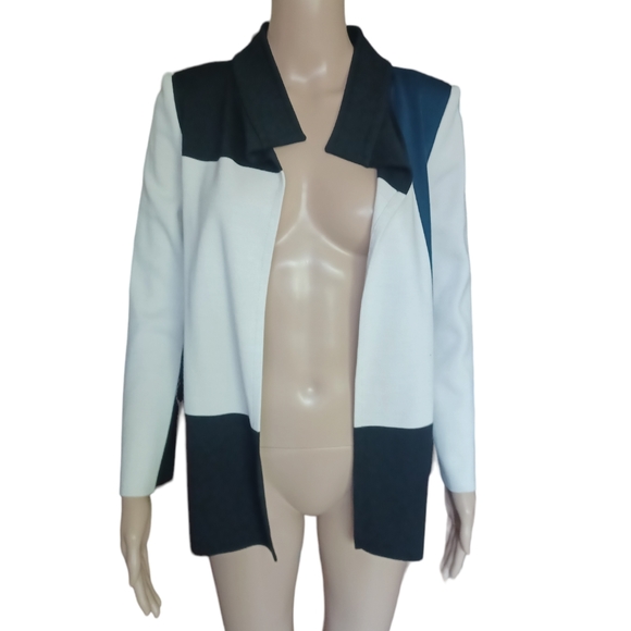 ST. JOHN Womens Multicolor Open Front Jacket Colorblock Knit Wool Blend Size 4 - Picture 8 of 10